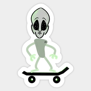 Alien on a Skateboard Sticker